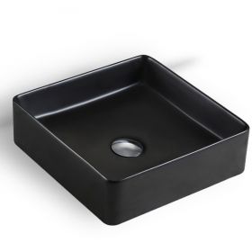 Vasque à poser carrée en céramique, noir mat, 36x36 cm, Art
