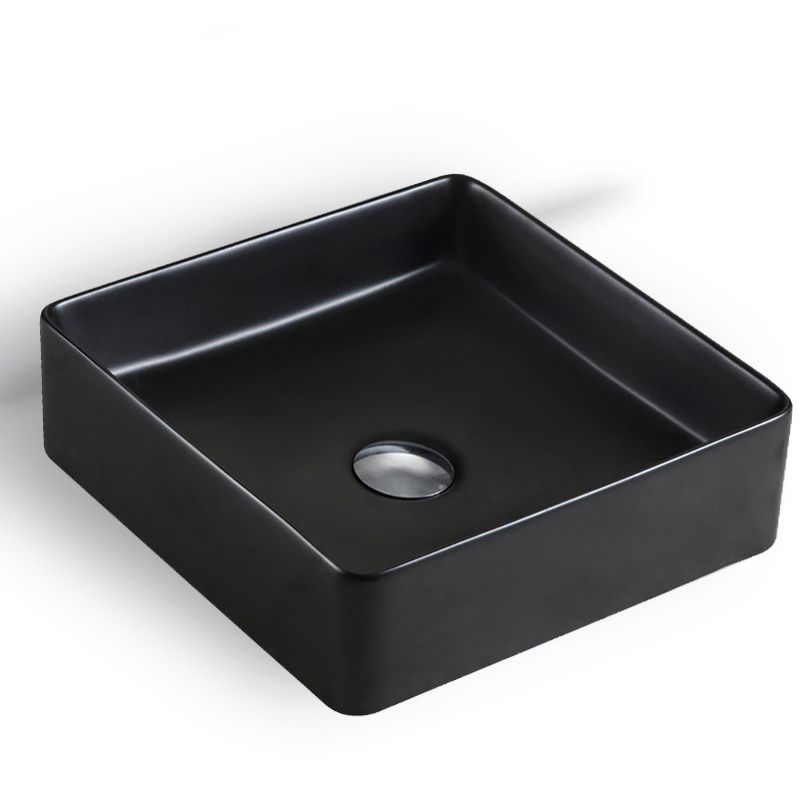 Vasque à poser 36x36 cm, carrée en céramique, noir mat, Art