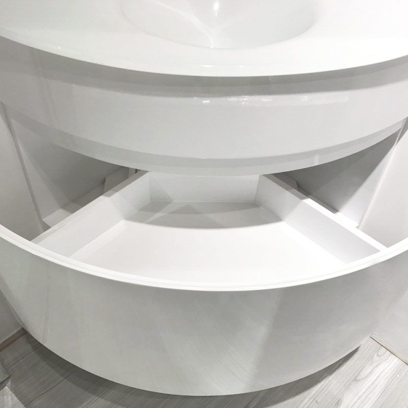 Lave-main d'angle avec plan-vasque en verre et rangement, 51x51 cm, Corner