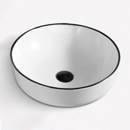 Lavabo de salle de bain Luxueuse Vasque à Poser en Céramique Lavabo Blanche Forme ronde 41 x 41 x 15 Cm 
