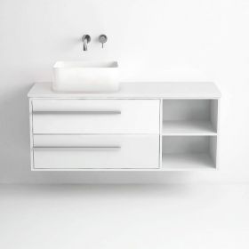 Meuble de salle de bain suspendu blanc 120 cm, pour vasque à poser, Tropcoul - image 2