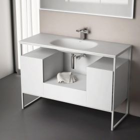 Meuble salle de bain 120 cm, Blanc, Frame