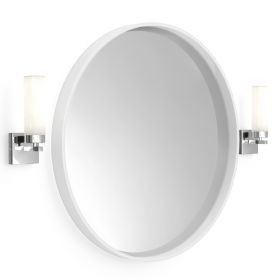 Pack miroir en composite minérale, Rond et 2 appliques chromées, Tube - image 2