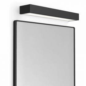 Pack miroir rectangulaire en métal noir mat, Frame, et applique box LED noir mat, Qube