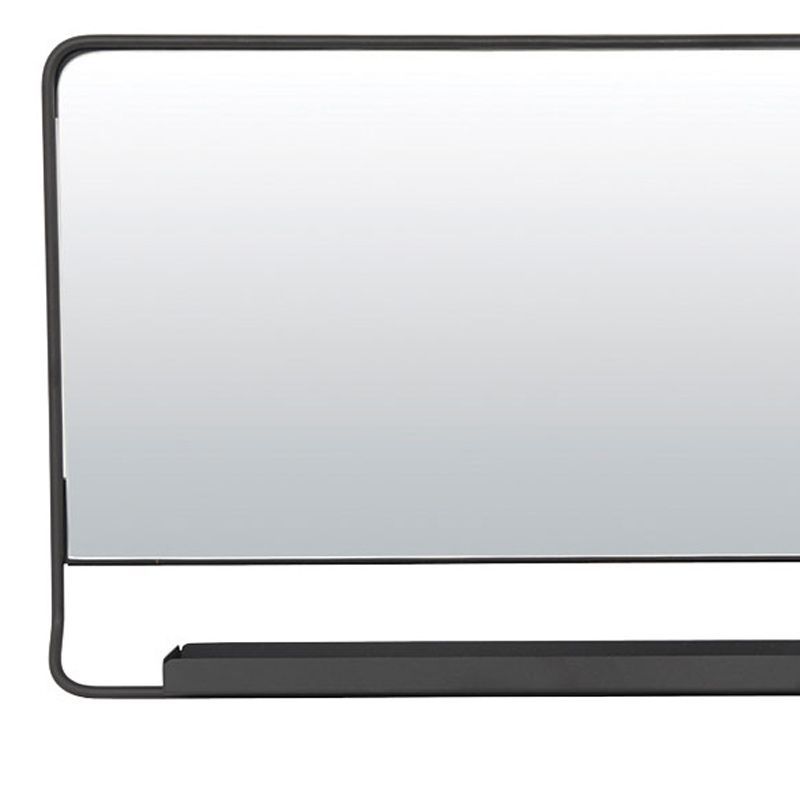 Miroir salle de bain horizontal avec cadre métal et tablette noir 40x80 cm, Chic