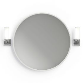 Pack miroir en composite minérale, Rond et 2 appliques chromées, Tube