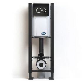 Bâti compact WIRQUIN + Plaque de déclenchement noire + WC suspendu Noir Rimless Flavia - Pack WC suspendu - image 2