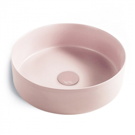 Vasque à poser ronde en céramique rose mat, Ø36 cm, Art