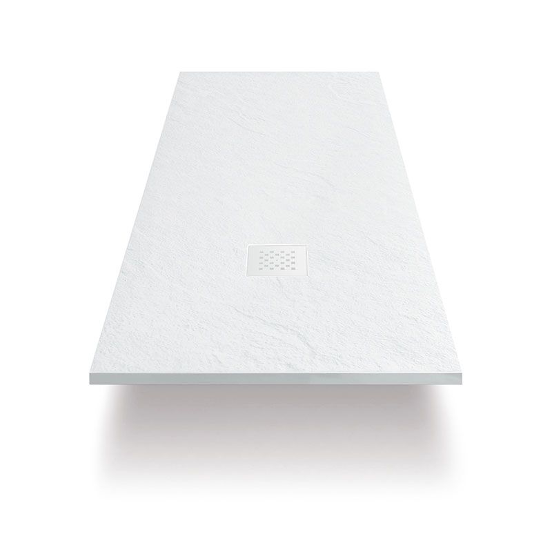 Receveur de douche largeur 80 x 120, 140, 160 ou 200 cm. Grille blanche, Composite Blanc, Fjord