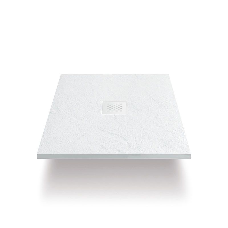 Receveur de douche carré 70 cm, grille blanche, Composite Blanc, Fjord - image 2