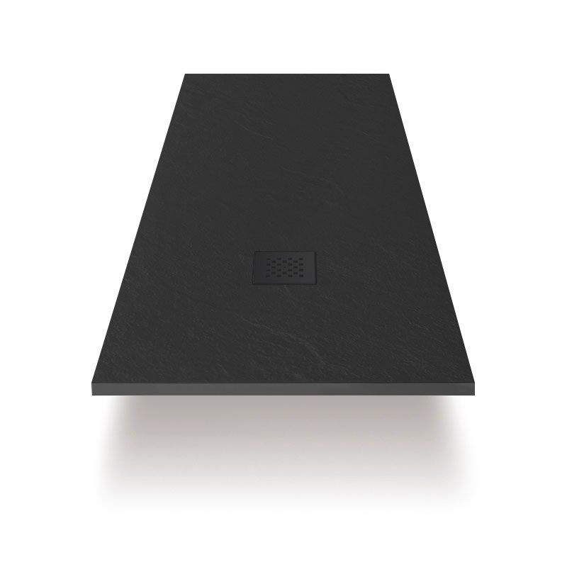 Receveur de douche 90x140, 160 ou 200 cm. Grille noire, Composite Noir, Fjord - image 2