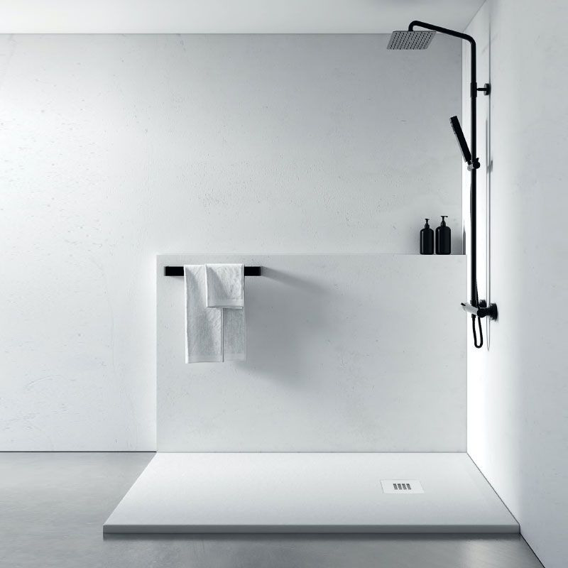 Receveur de douche largeur 80 x 160 cm en résine minérale, Blanc, France