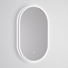 Miroir LED 50 x 80 cm avec cadre laqué blanc mat, Corcega