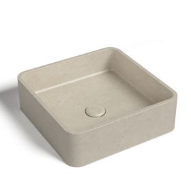 Vasque béton carrée, 39x39 cm, terrazzo beige, T2