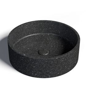 Vasque béton ronde, Ø39 cm, terrazzo noir, T6
