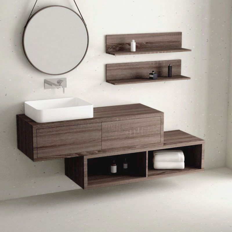 Ensemble meuble salle de bains 120 cm + caisson rangement et tablettes, Britannia, Step - image 2