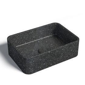Vasque béton rectangulaire, 40 ou 60 cm, terrazzo noir, Série T - image 2