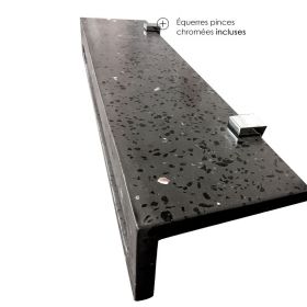Étagère porte-serviettes en béton, 60 cm, terrazzo noir, T17 - image 2