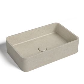 Vasque béton rectangulaire, 50x32,5 cm, terrazzo beige, T7