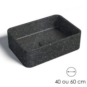 Vasque béton rectangulaire, 40 ou 60 cm, terrazzo noir, Série T