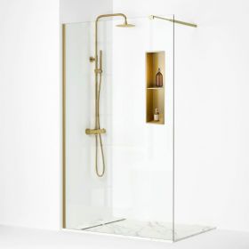 Paroi de douche fixe avec profilé or, 70 à 120 cm, Walk In