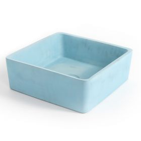Vasque béton, 38x38 cm, bleu ciel, Cube