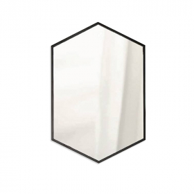 Miroir hexagonal l.50x H.75 cm, en métal noir mat, Hexa