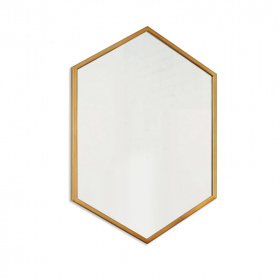 Miroir hexagonal l.50x H.75 cm, en métal doré brossé, Hexa