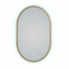 Miroir 50x80 cm lumineux avec cadre en métal finition laiton, Oblong