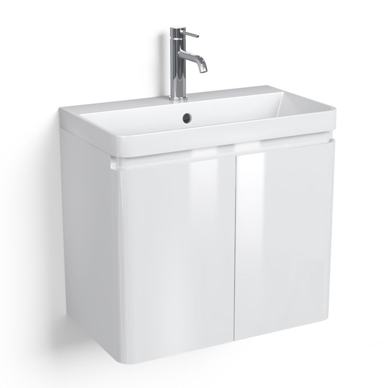 Meuble-vasque 60 x 35 cm, faible profondeur, Blanc, Eze + robinetterie Châtelet - image 2