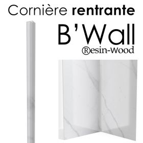 Cornière rentrante pour B'Wall ®esin-Wood, marbre blanc satiné