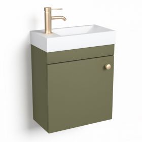Lave-mains 44,5 x 23,7 cm, Vert olive, et vasque blanc mat, Alma - image 2