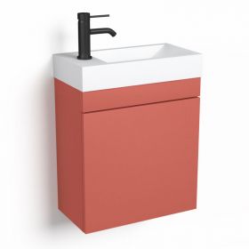 Lave-mains 44,5 x 23,7 cm, Argile rouge, et vasque blanc mat, Alma