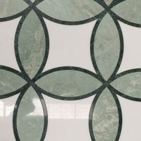 Mosaïque, 41x20,5 cm, marbre vert et blanc, Sweet Osmanthus