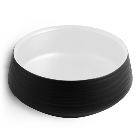 Vasque à poser Ø42 cm, en céramique, noir et blanc - Strip2