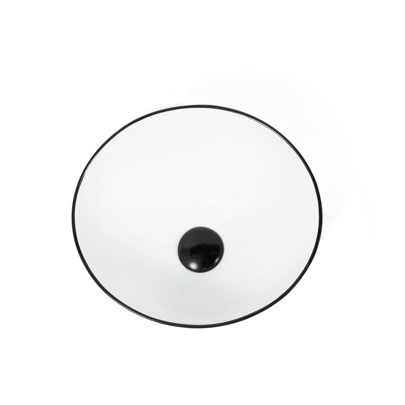 Vasque à poser 41 x 37 cm ronde, céramique, Blanc brillant avec liseré noir, made in France, Fil - image 2