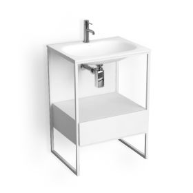 Meuble salle de bain 60 cm, Blanc, Frame