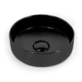 Vasque à poser Ø34,5 cm ronde, céramique, Noir mat, made in France, Rosalie