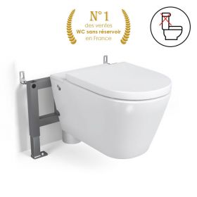 WC suspendu ne nécessitant pas de réservoir + abattant + bâti-support, W1.0