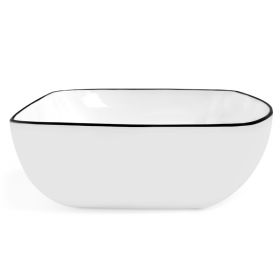 Vasque à poser 58 x 41 cm rectangulaire, céramique, Blanc brillant et liseré noir, made in France, Fil - image 2