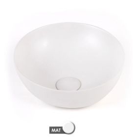 Vasque à poser 41 x 37 cm ronde, céramique, Blanc mat, made in France, Desvres