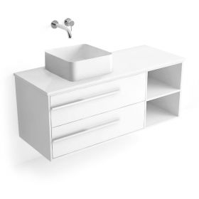 Meuble de salle de bain suspendu blanc 120 cm, pour vasque à poser, Tropcoul