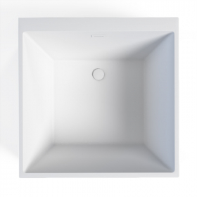 Baignoire îlot carrée blanc mat, 120x120 cm, Tetra - image 2