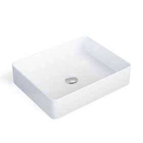 Vasque 47x37 cm, céramique blanche à poser rectangulaire, Fino