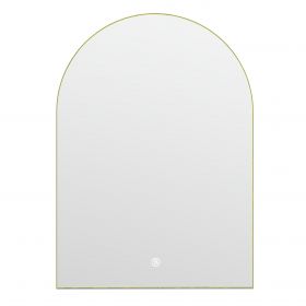 Miroir 50x70 cm 1/2 lune, antibuée, cadre doré brossé, Châtelet