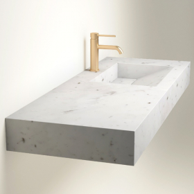pierre Calacatta , 121x46 cm, Plan vasque salle de bain suspendu, vasque gauche ou droite
