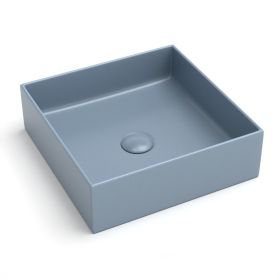 Vasque à poser, 35x35 cm, Bleu mat, Elvia