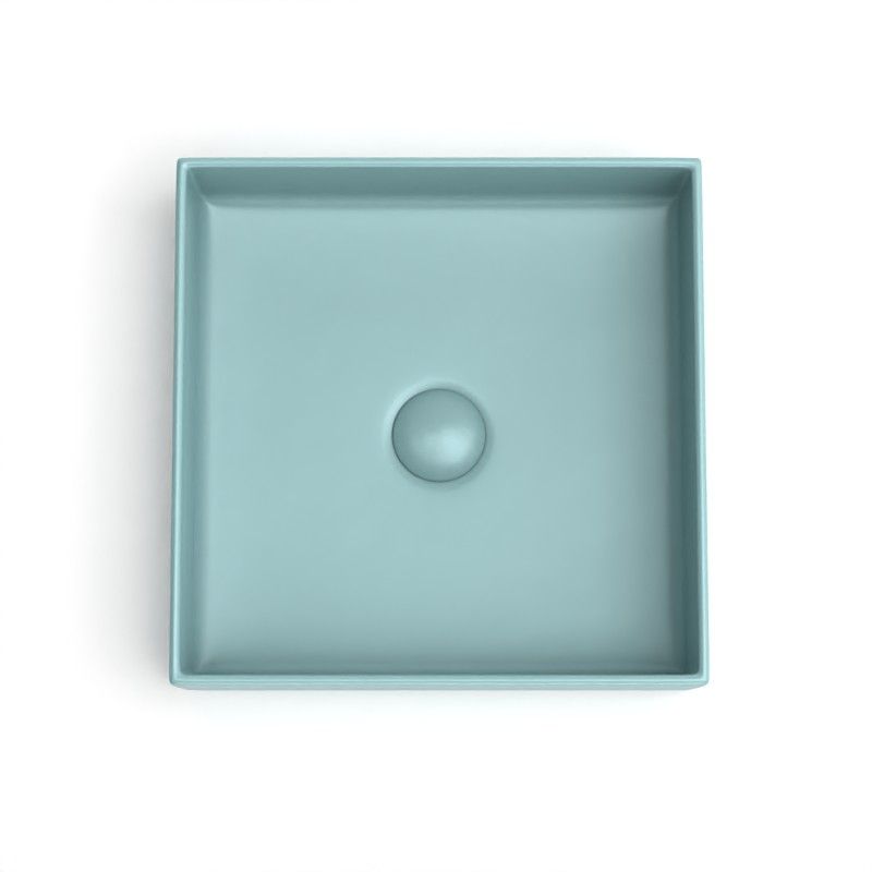 Vasque à poser, 35x35 cm, Vert d'eau mat, Elvia - image 2