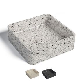 Vasque béton carrée, 39x39 cm, terrazzo, T2