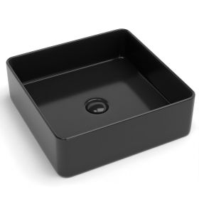 Vasque à poser, 41,5x41,5 cm, Noir brillant, Art